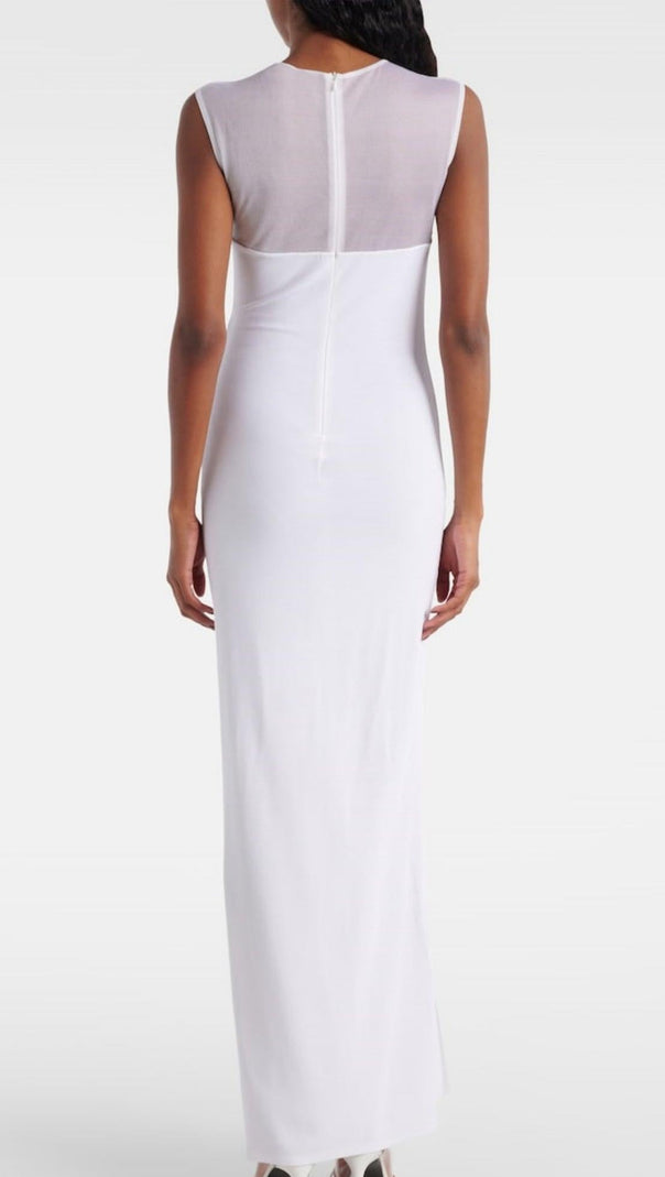 AIIZIE CARMINA MESH PANELED MAXI BANDAGE DRESS IN WHITE - product image
