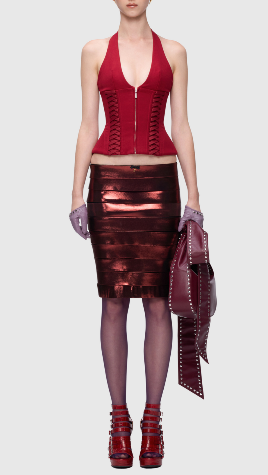 CELLEEN HALTER LACE UP CORSET TOP