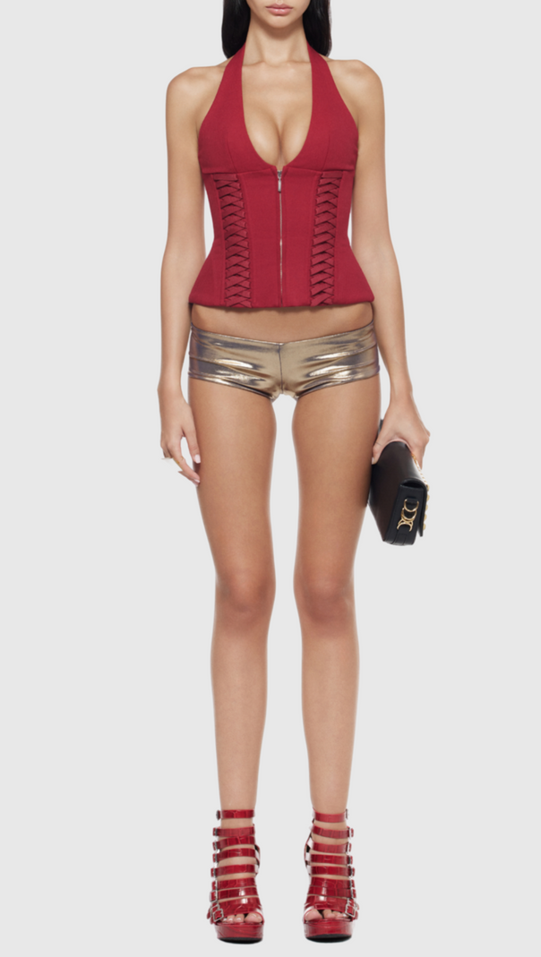 AIIZIE CELLEEN HALTER LACE UP CORSET TOP - product image
