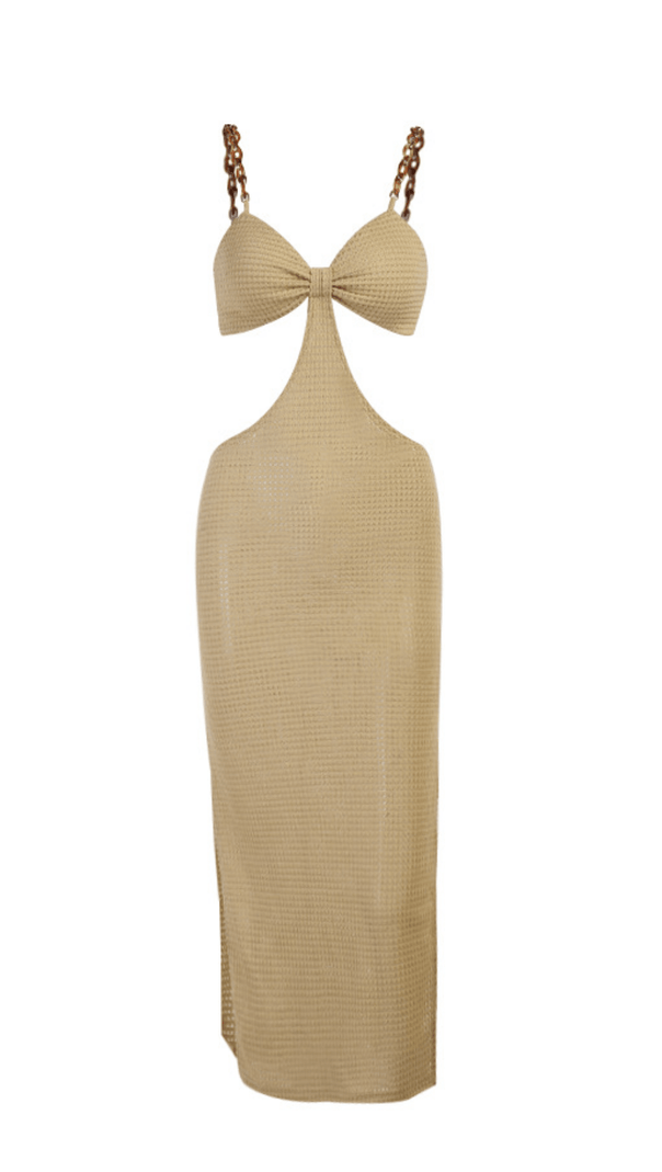 Kleid mit Kettenschlitz und Cutout.