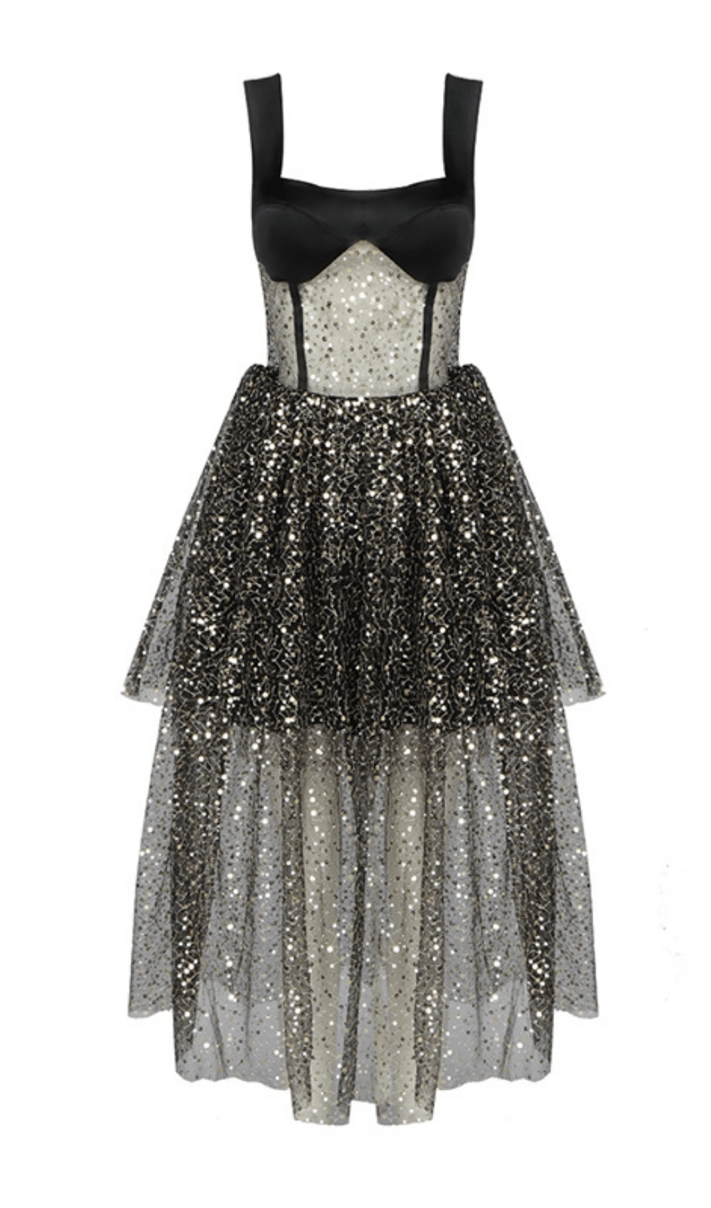 Kleid mit chaotischem Perlen-Blumenmuster