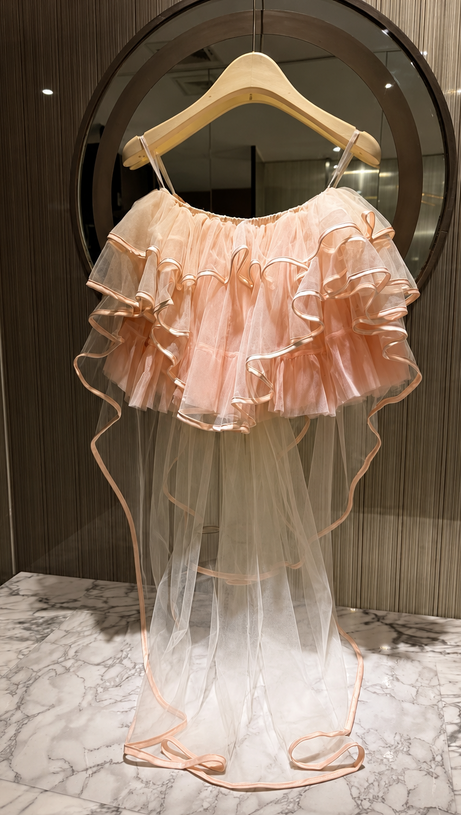 Lace Corset & Tiered Tulle Skirt Two-Piece Set
