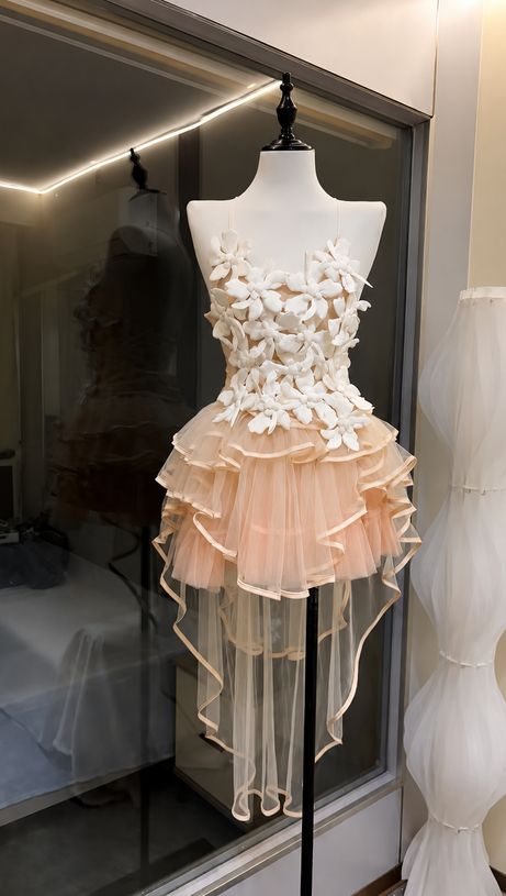 3D Floral Corset & Tulle Skirt Two-Piece Set