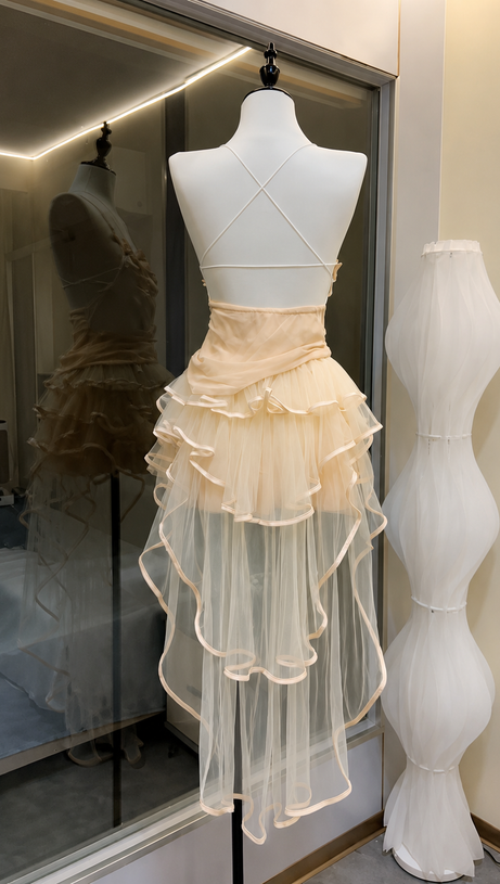 3D Floral Corset & Tulle Skirt Two-Piece Set