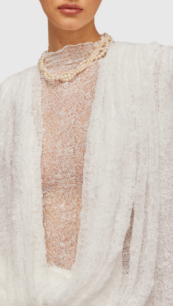 AIIZIE CHAYLEE SEMI-SHEER LACE RUFFLE MINI DRESS - product image