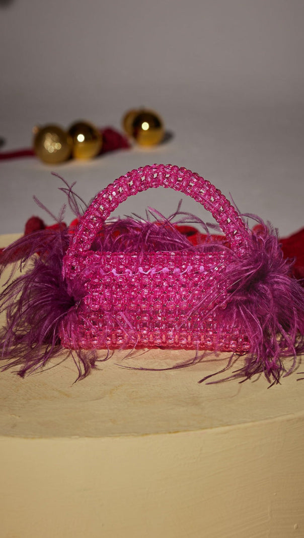 AIIZIE RHINESTONE FEATHER FRINGE CLUTCH - product image