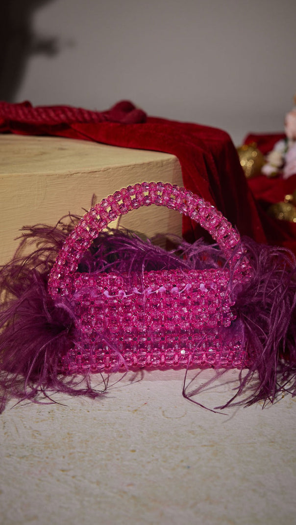 AIIZIE RHINESTONE FEATHER FRINGE CLUTCH - product image