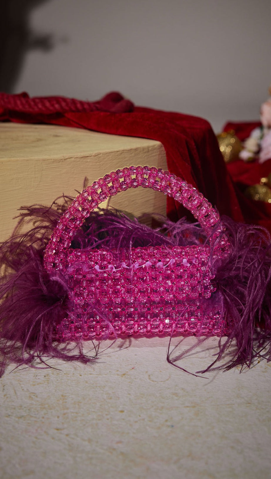 Clutch mit Strass-Federfransen