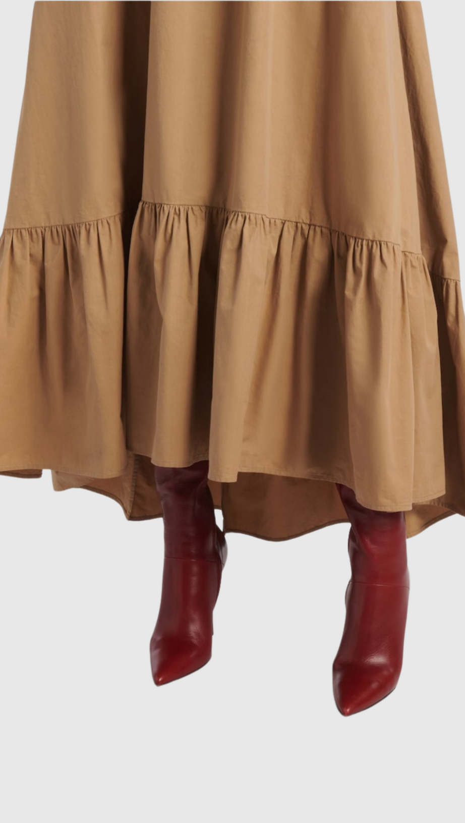 CLARRISA RUFFLED STRAPLESS MAXI DRESS