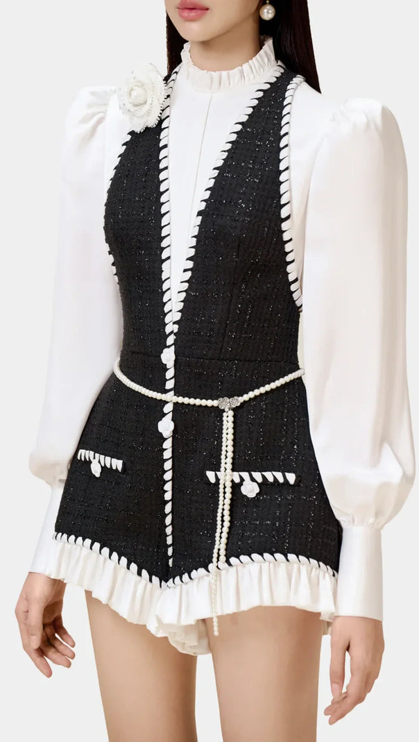 AIIZIE VICKY HALTER TWEED SHIRT ROMPER - product image