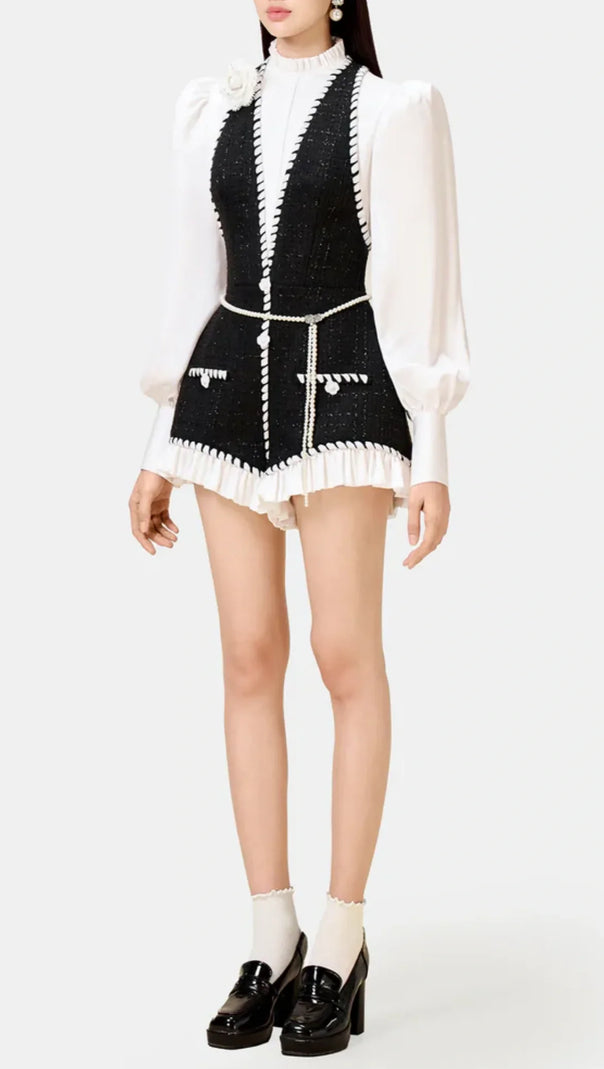AIIZIE VICKY HALTER TWEED SHIRT ROMPER - product image