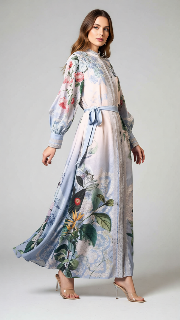 AIIZIE Inna Floral Bloom Long Sleeve Maxi Dress - Elegant Flowy Gown - product image