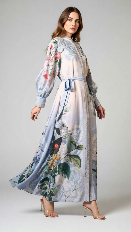 Inna Floral Bloom Long Sleeve Maxi Dress - Elegant Flowy Gown