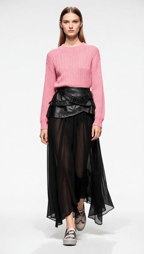 ILARIA BLACK SHEER MESH MAXI SKIRT - MODERN EDGE & ELEVATED STYLE