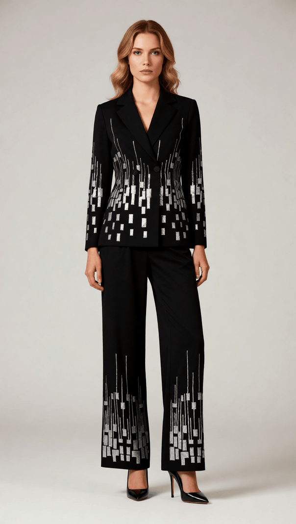 AIIZIE Idalis Glam Sequin Blazer & Pants Set - Women's Statement Suit - product image