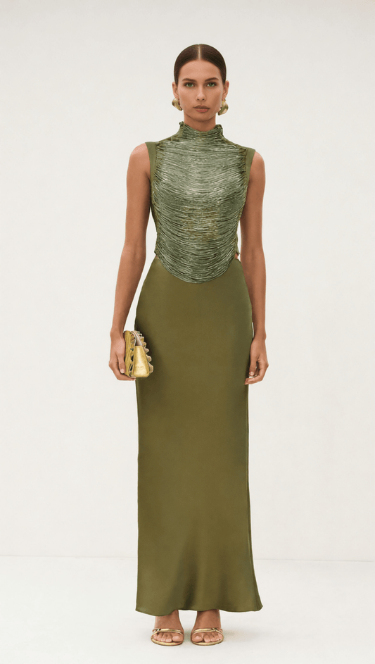 AIIZIE HORATIA TASSEL TWO-PIECE SET | ELEGANT TEXTURED SATIN ENSEMBLE - product image