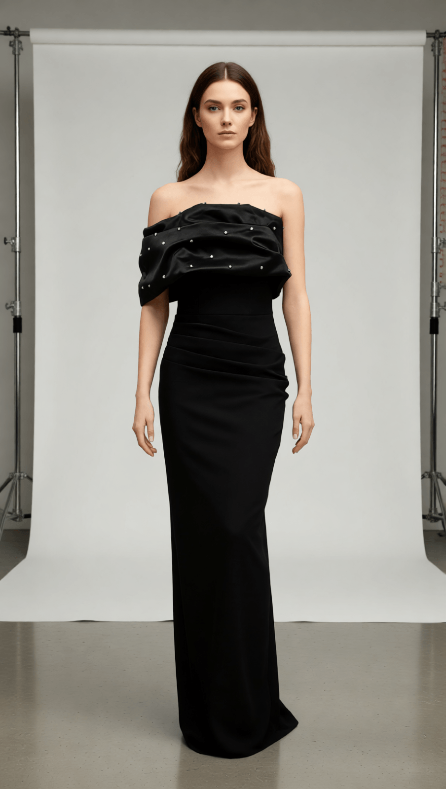 Ilia Black Embellished Off-Shoulder Bandage Maxi Gown | Red Carpet Glamour