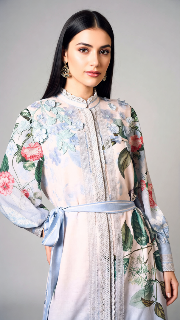 AIIZIE Inna Floral Bloom Long Sleeve Maxi Dress - Elegant Flowy Gown - product image
