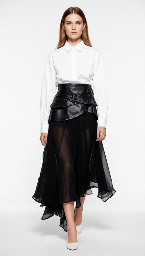 ILARIA BLACK SHEER MESH MAXI SKIRT - MODERN EDGE & ELEVATED STYLE