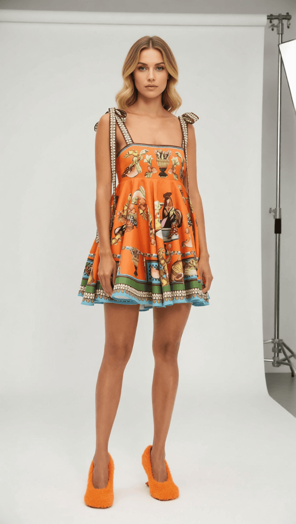 AIIZIE Ilya Vibrant Whimsical Print Strappy Mini Dress - Summer Fashion for Women - product image