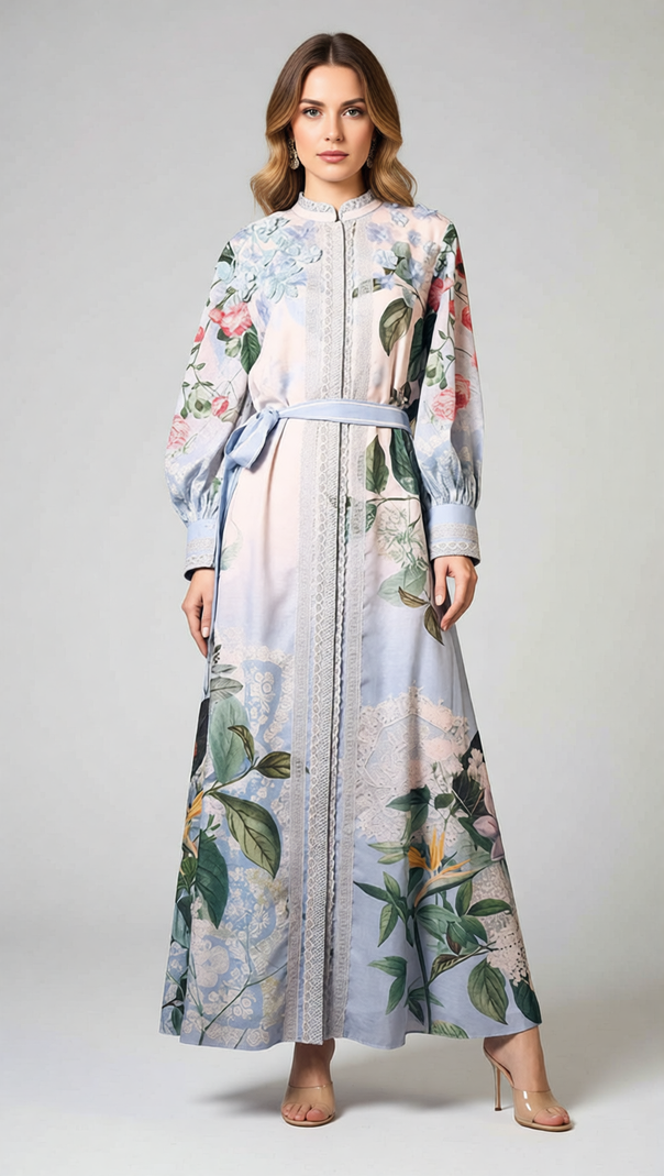 AIIZIE Inna Floral Bloom Long Sleeve Maxi Dress - Elegant Flowy Gown - product image