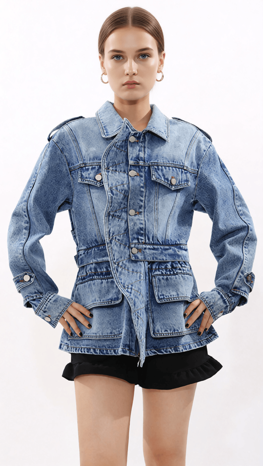 ILA WOMEN'S BELTED UTILITY DENIM JACKET - MODERN CHIC & VERSATILE