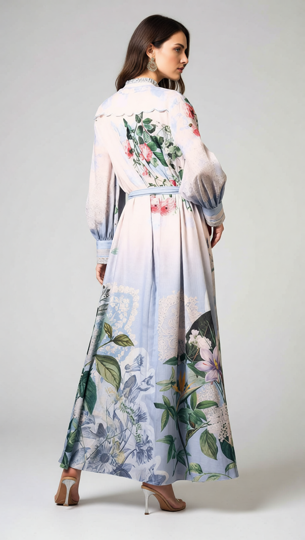 AIIZIE Inna Floral Bloom Long Sleeve Maxi Dress - Elegant Flowy Gown - product image
