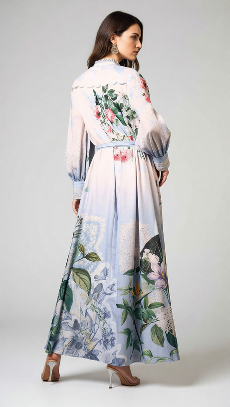 Inna Floral Bloom Long Sleeve Maxi Dress - Elegant Flowy Gown