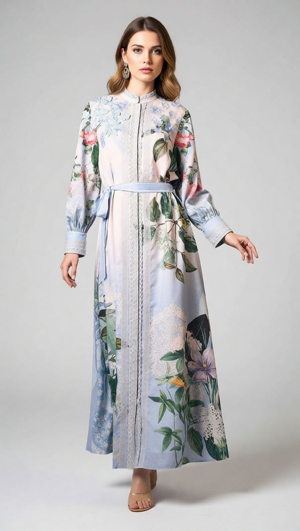 AIIZIE Inna Floral Bloom Long Sleeve Maxi Dress - Elegant Flowy Gown - product image