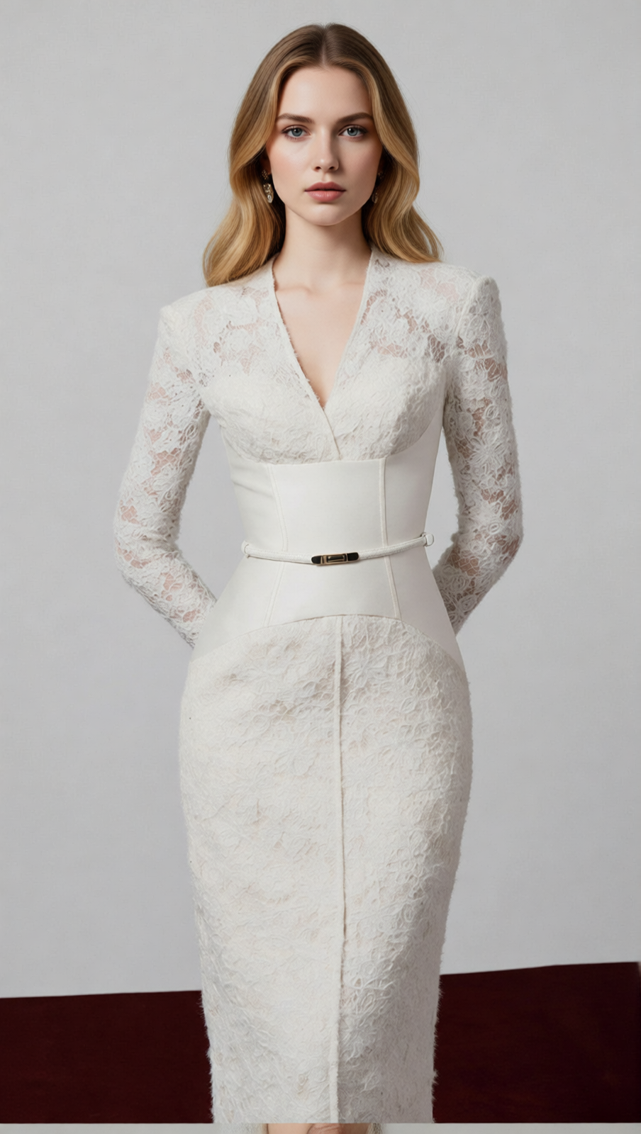 Gaia V-Neck Lace Midi Sheath Dress - Elegant & Versatile for Women