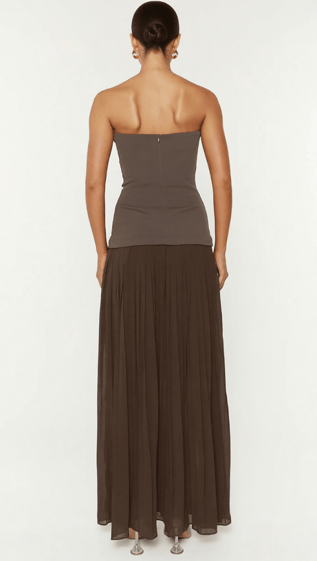 ISOKE STRAPLESS MAXI DRESS WITH CONTRAST SWEETHEART NECKLINE
