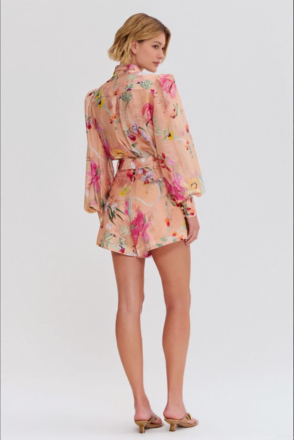 SET CAMICIA E SHORTS CON STAMPA FLOREALE JENNY ARANCIONE