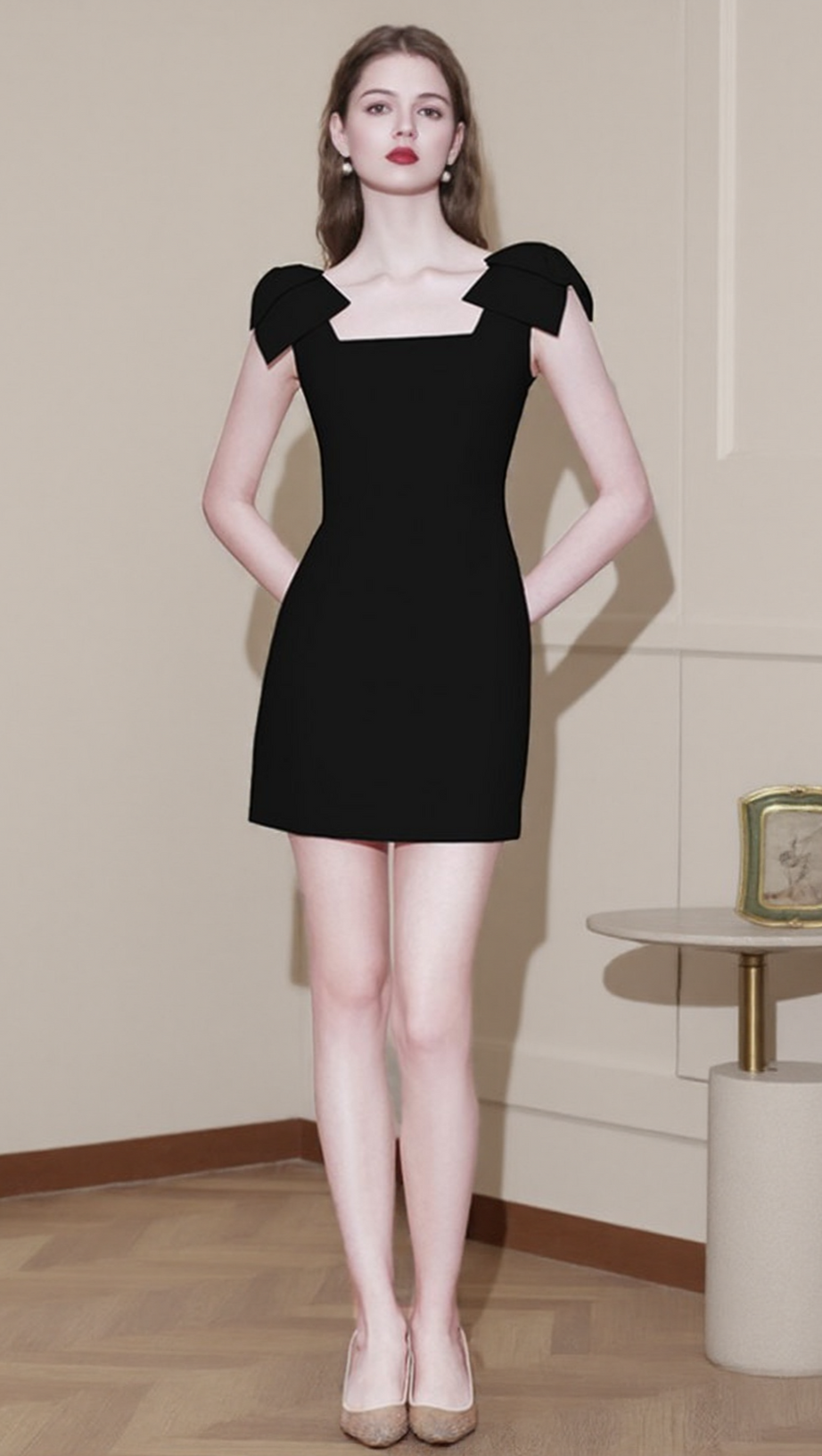 BOW STRAP MINI DRESS