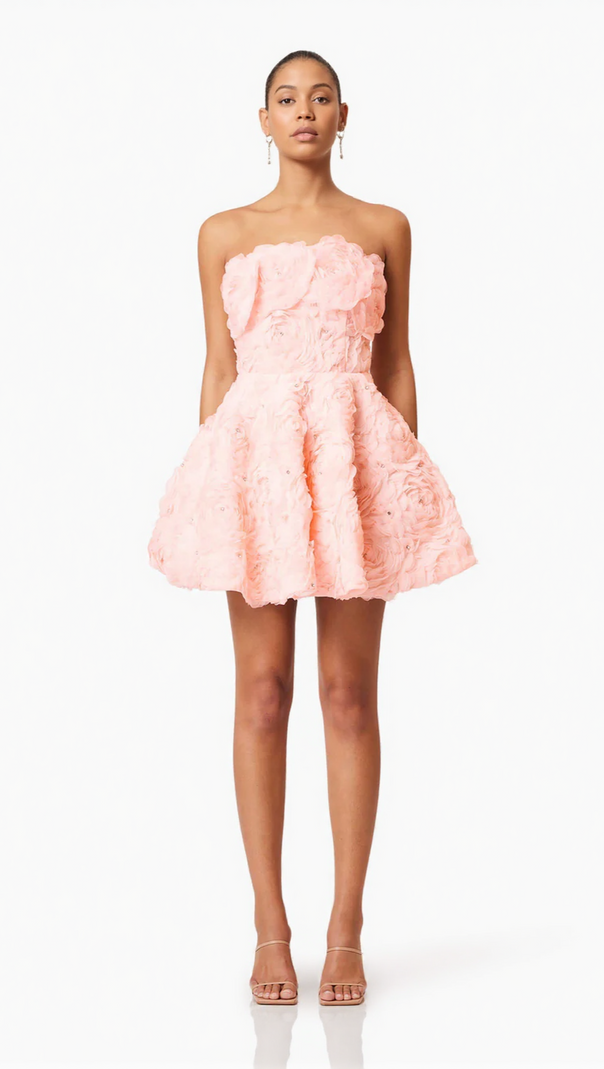 AIIZIE FLOWER RHINESTONE STRAPLESS MINI DRESS IN PINK - product image