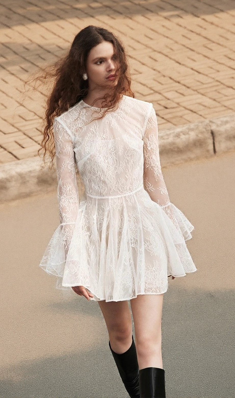 bblythe tulle lace backless mini dress in white