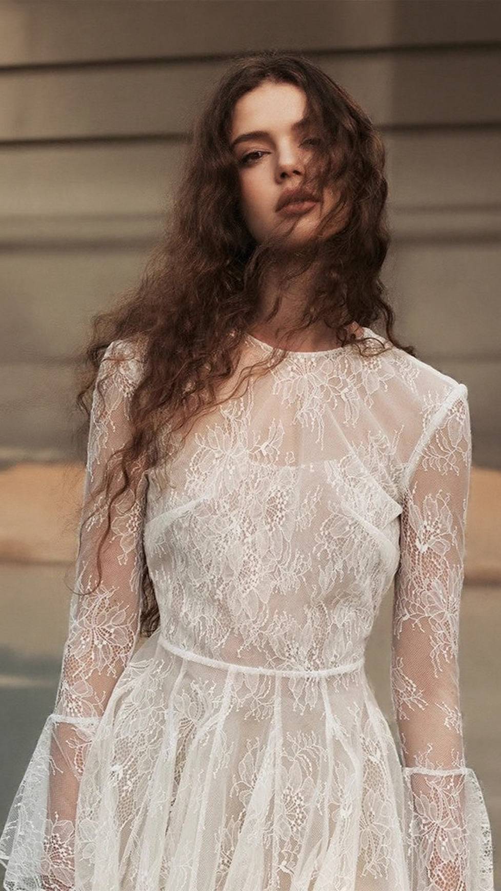 AIIZIE BBLYTHE TULLE LACE BACKLESS MINI DRESS IN WHITE - product image