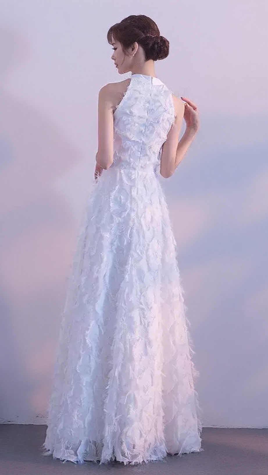 HALTER FEATHER TASSEL MAXI DRESS