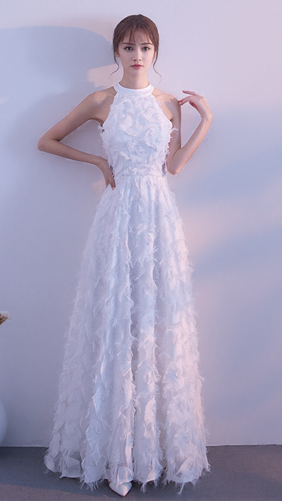 AIIZIE HALTER FEATHER TASSEL MAXI DRESS - product image