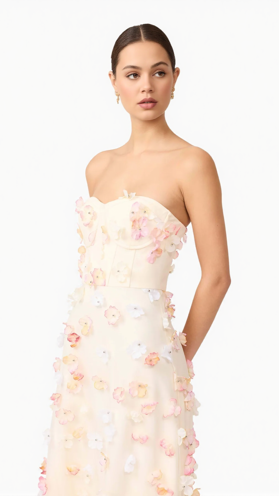 AIIZIE OFF-SHOULDER EMBROIDERED MAXI DRESS IN APRICOT - product image