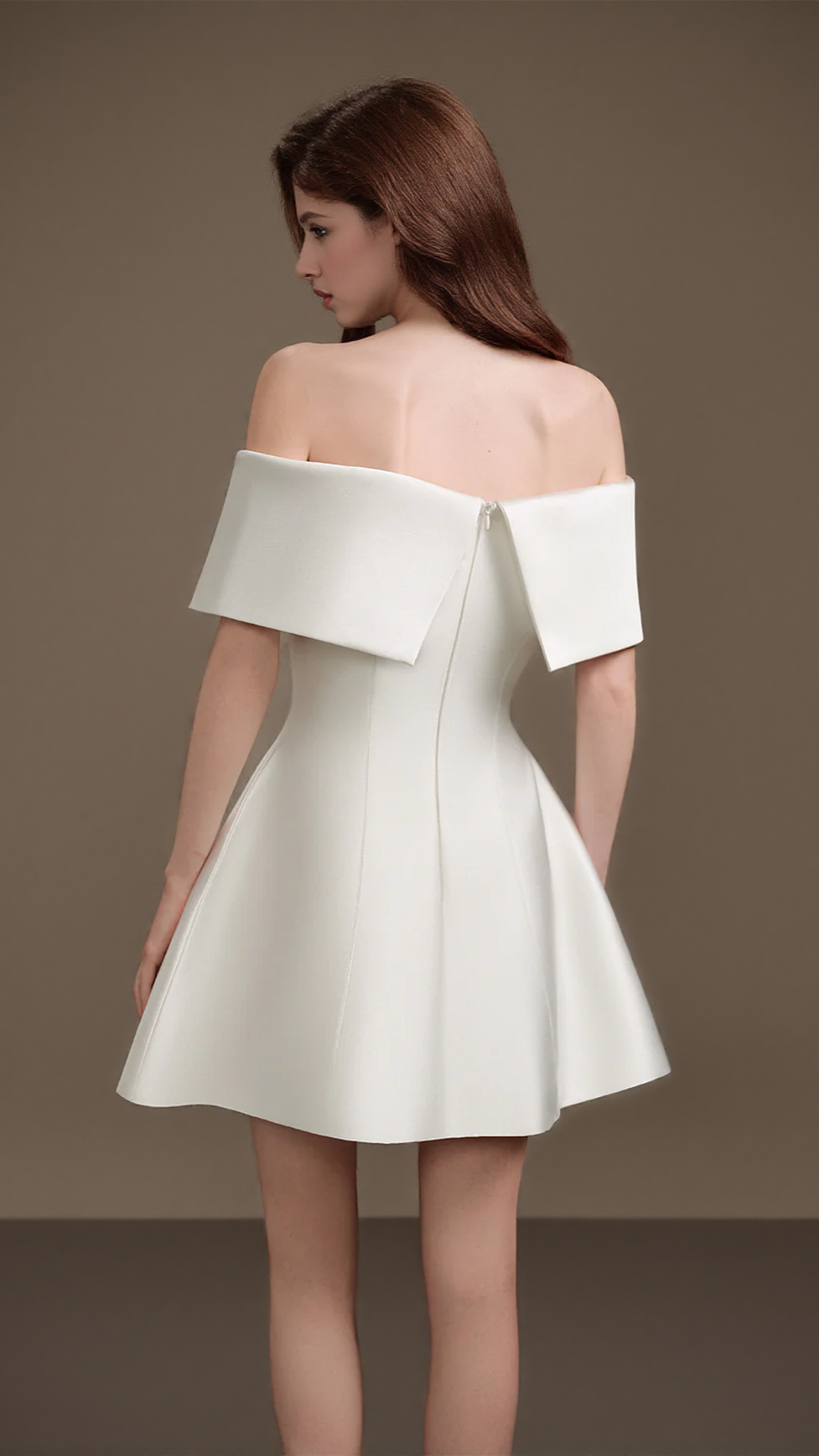 AIIZIE BRIANNA ONE-SHOULDER SATIN MINI DRESS IN APRICOT - product image