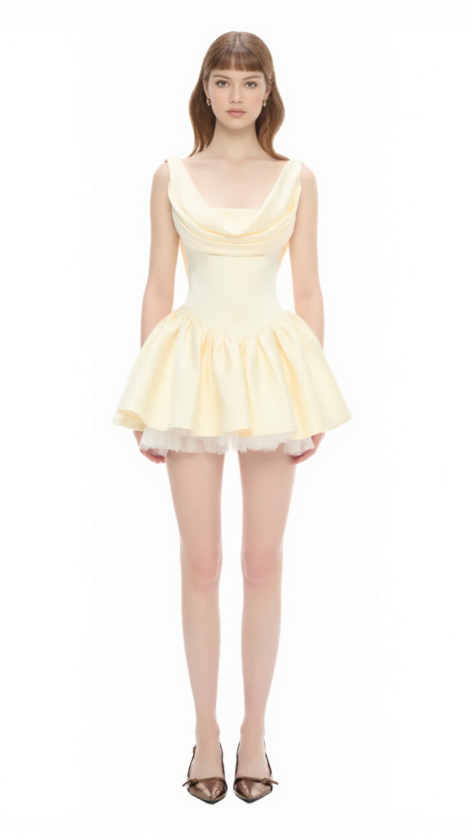 MINI ABITO PLISSETTATO SENZA SCHIENA BERNICE - CHAMPAGNE