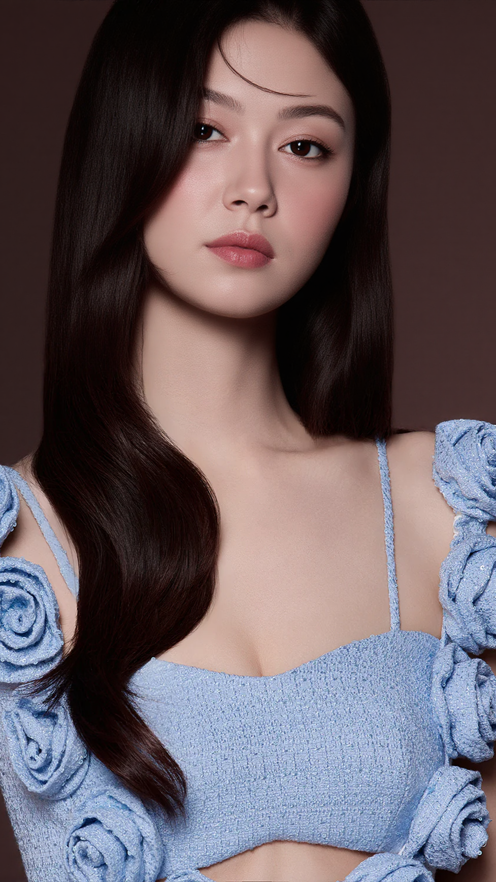 AIIZIE CHAYA PASTEL BLUE 3D FLOWER RIBBON MINI DRESS - product image