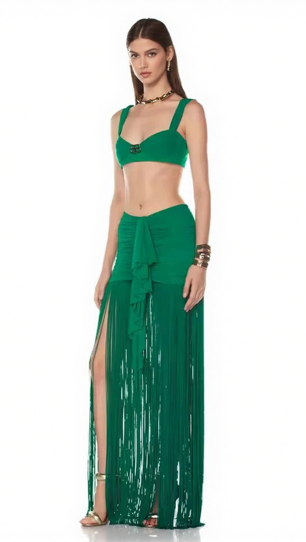 AIIZIE TYONSKA FRINGE RUCHED TWO PIECE SET - product image