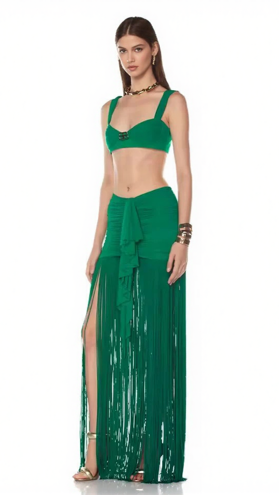 TYONSKA FRINGE RUCHED TWO PIECE SET