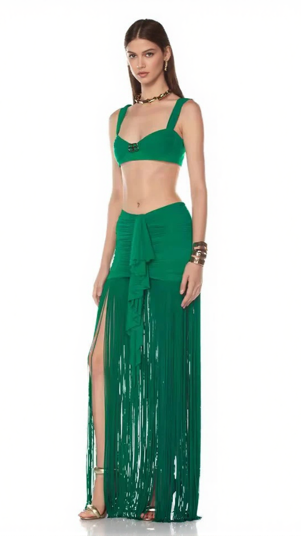 AIIZIE TYONSKA FRINGE RUCHED TWO PIECE SET - product image