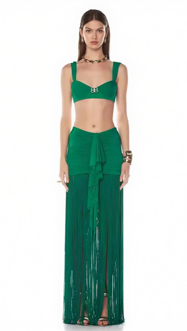 AIIZIE TYONSKA FRINGE RUCHED TWO PIECE SET - product image