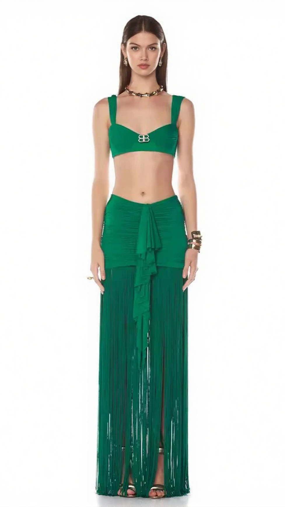 TYONSKA FRINGE RUCHED TWO PIECE SET