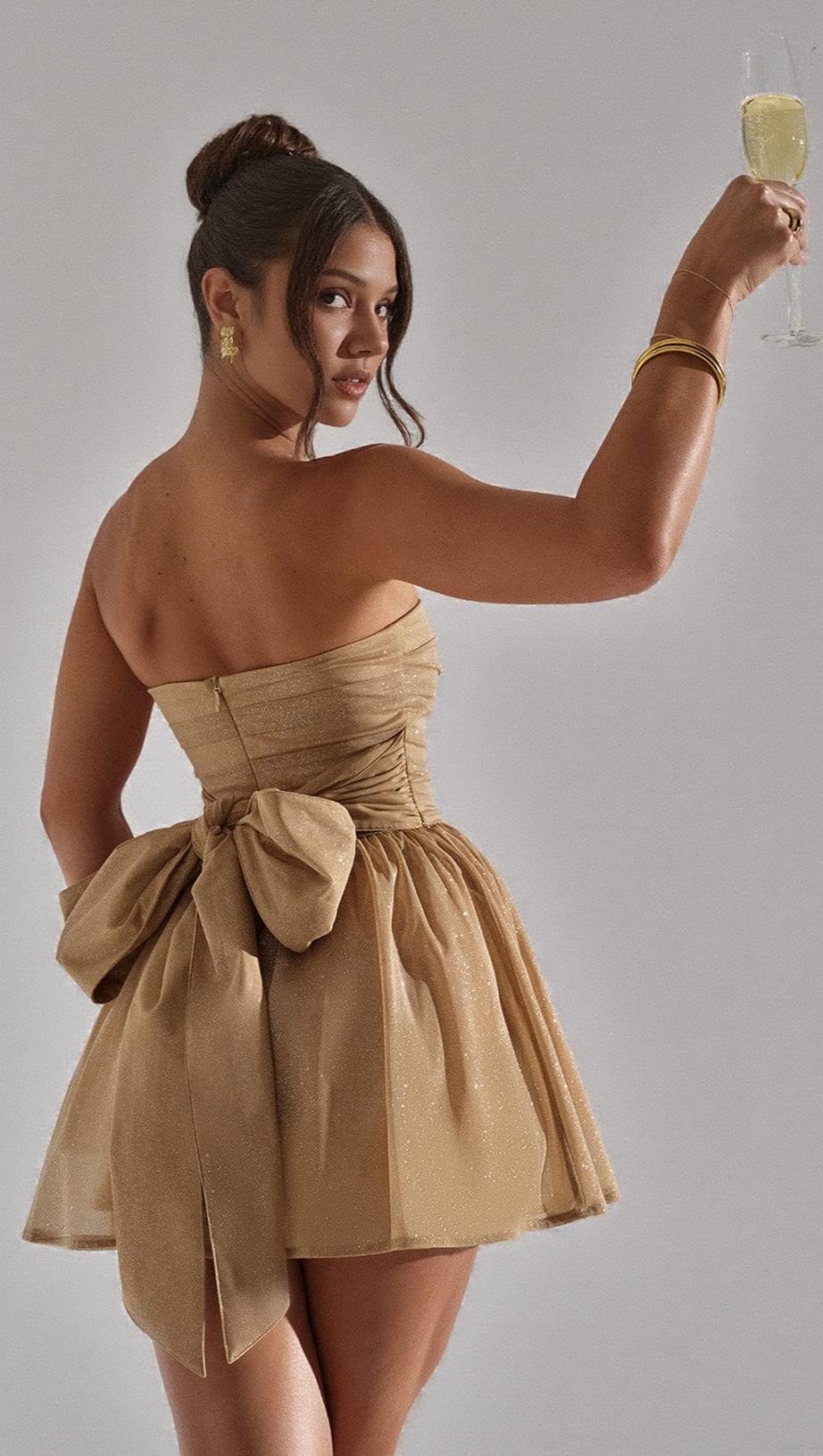 KATRINA MINI DRESS - GOLD SPARKLE