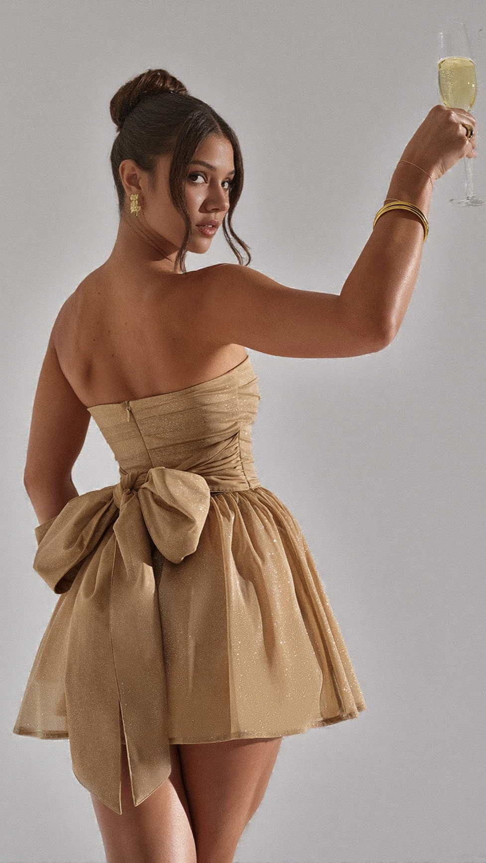 AIIZIE KATRINA MINI DRESS - GOLD SPARKLE - product image