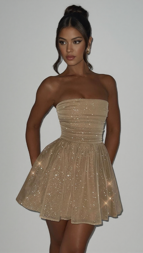 AIIZIE KATRINA MINI DRESS - GOLD SPARKLE - product image